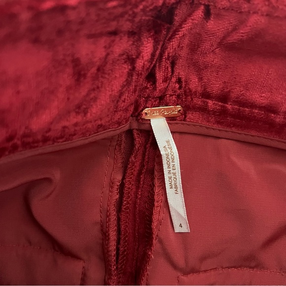 Free People Walk With You Velvet Trousers In Cherry Juice Color- New With Tag - Picture 8 of 13